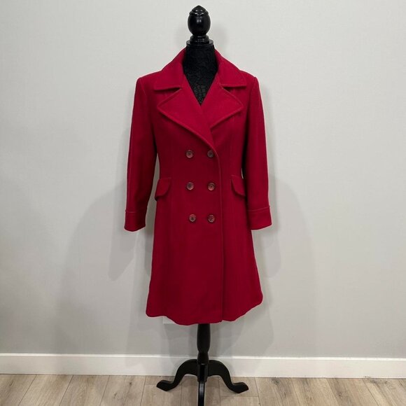 Vintage 1970s/80s Wool Coat - Double breasted coat in cherry/red - Picture 3 of 6